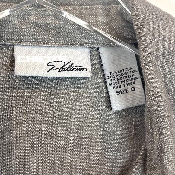 Chico's Platinum Womens Denim Jean Jacket Metallic Gray/Gold Shimmer Small (0) - Picture 5 of 6